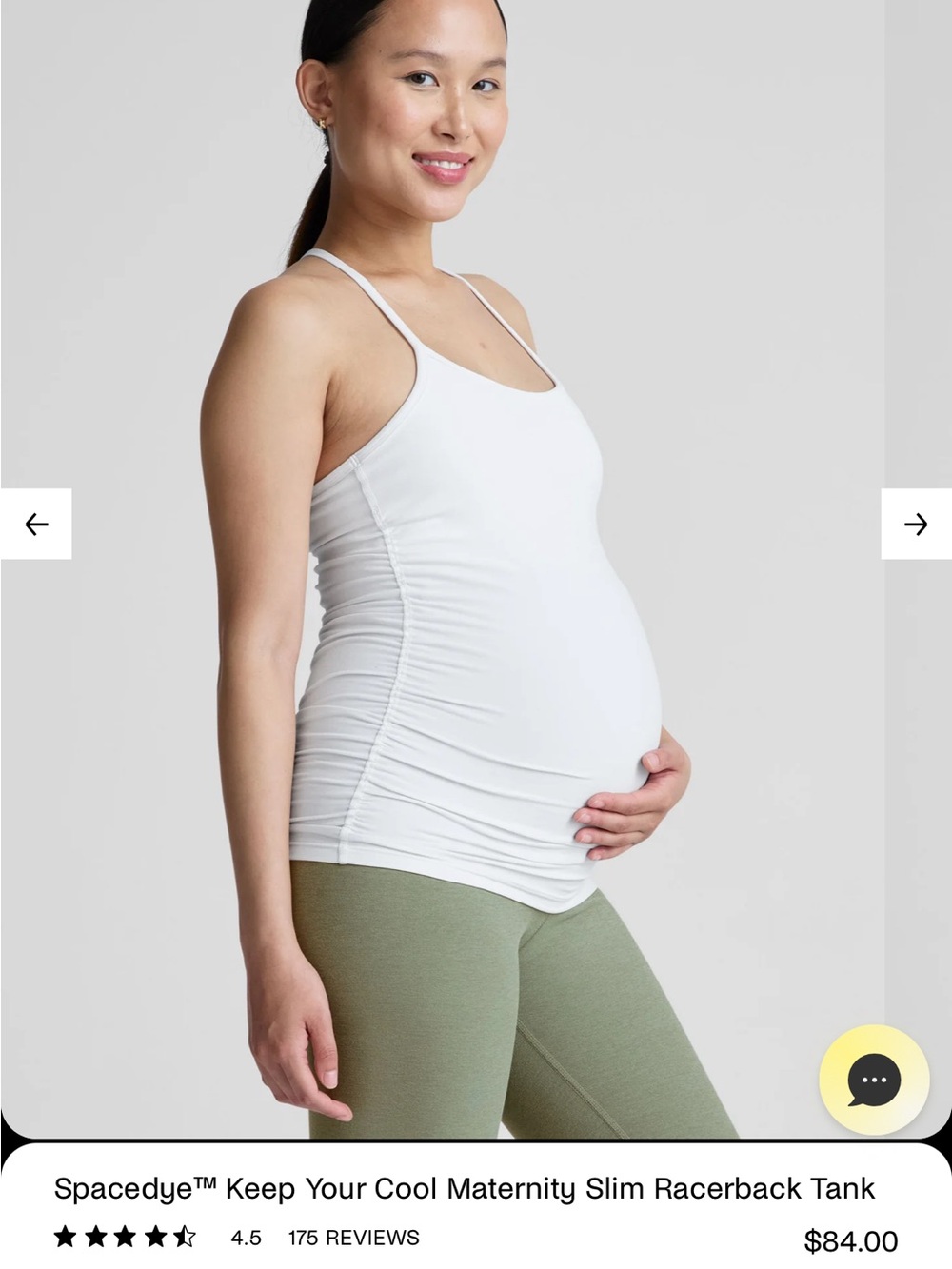 Beyond the Bump White Slim Maternity Racerback Tank Size Small